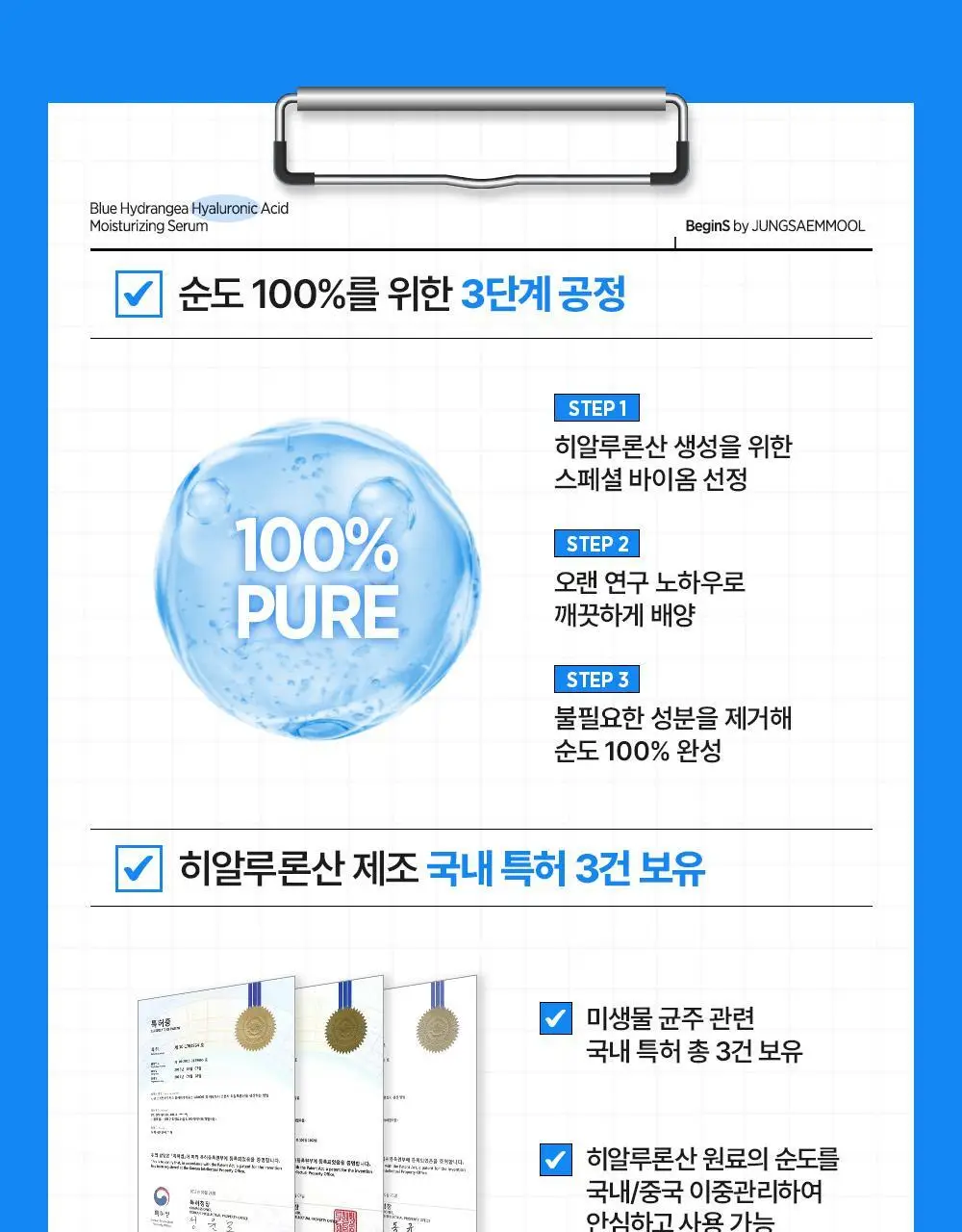 [10만나노히알/3초수분플럼핑]비긴스바이정샘물 블루 수국 히알 수분세럼 30ml 상세페이지 6